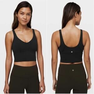LULULEMON Align Cropped Shelf Bra Nulu Activewear Tank in Black Size 10 W1CW4S